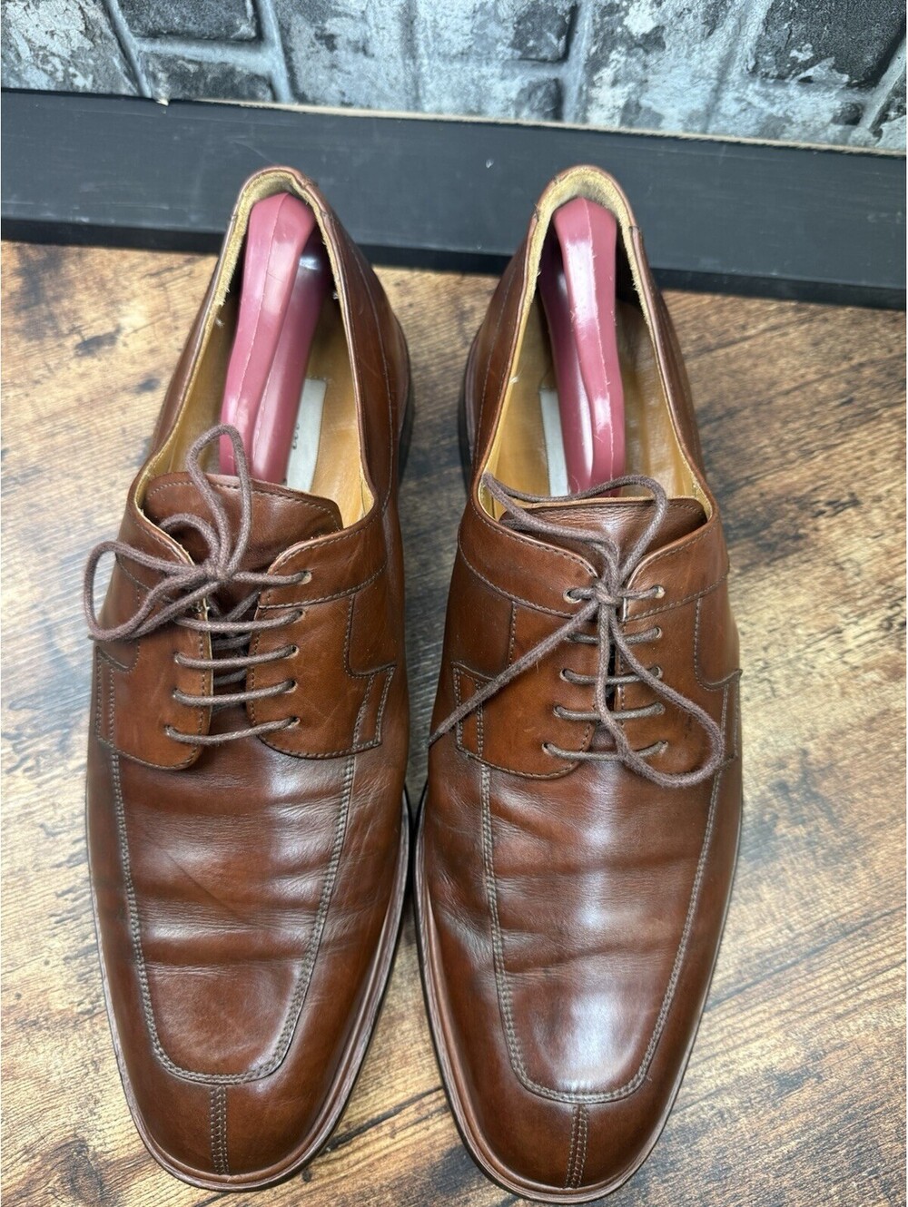 Mezlan Fiore Men’s Brown Leather Lace-Up Derby Dress Shoes Lined US 12 M